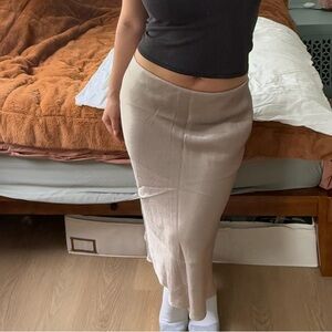 Vince Taupe Slip Midi Skirt